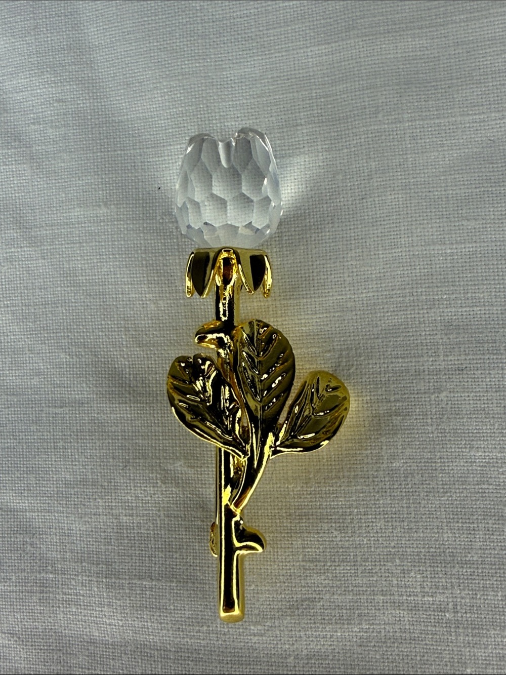 Swarovski Gold Tone Crystal Flower Brooch Pin 1.5" Hallmarked
